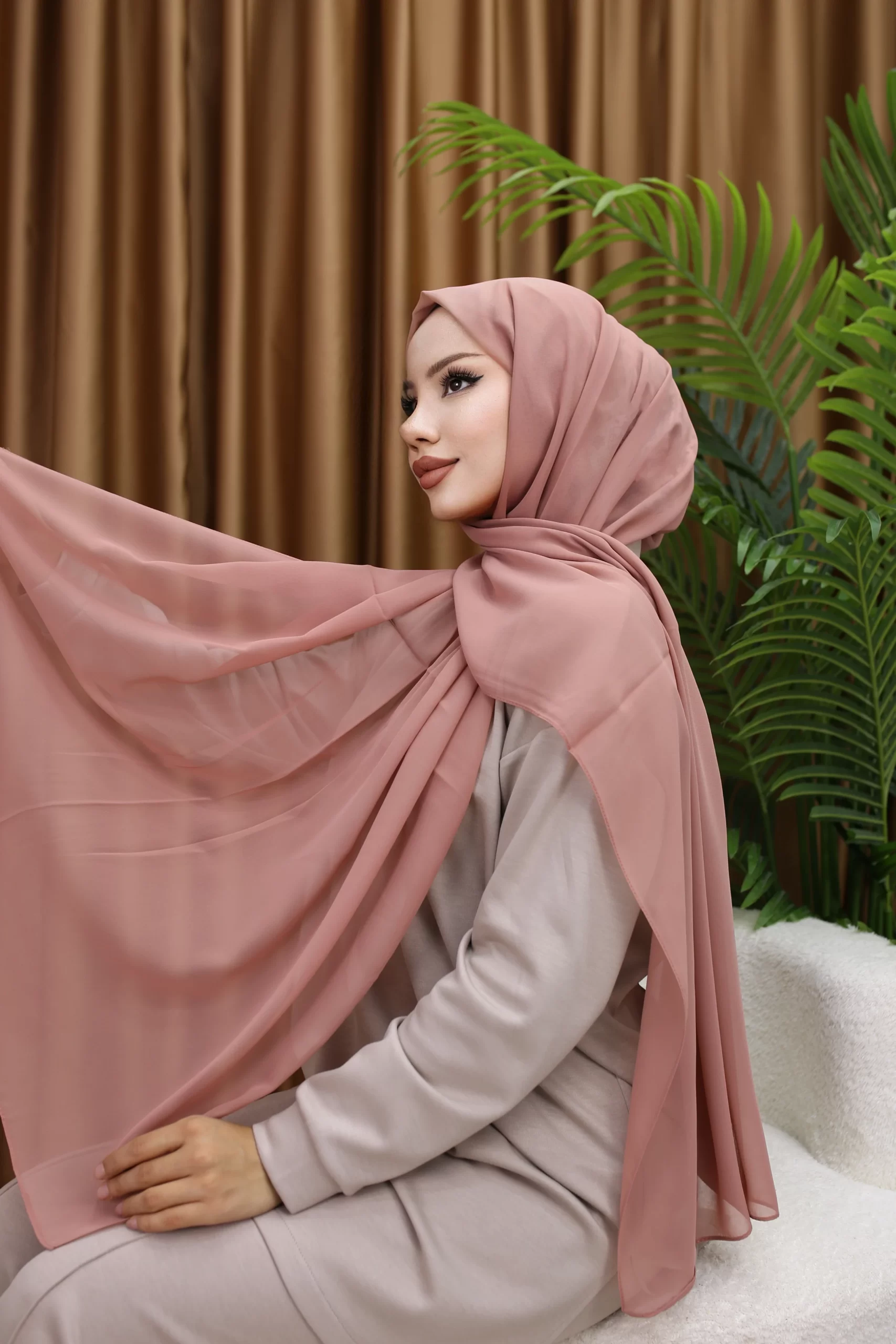 Premium Chiffon Hijab - Bois rose