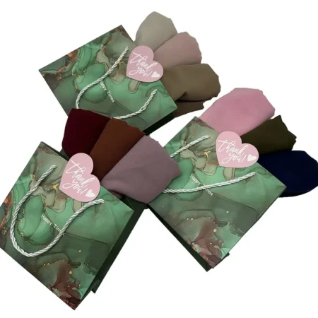 A Boxed Gift Set of Solid Color Muslim Headscarves for Women