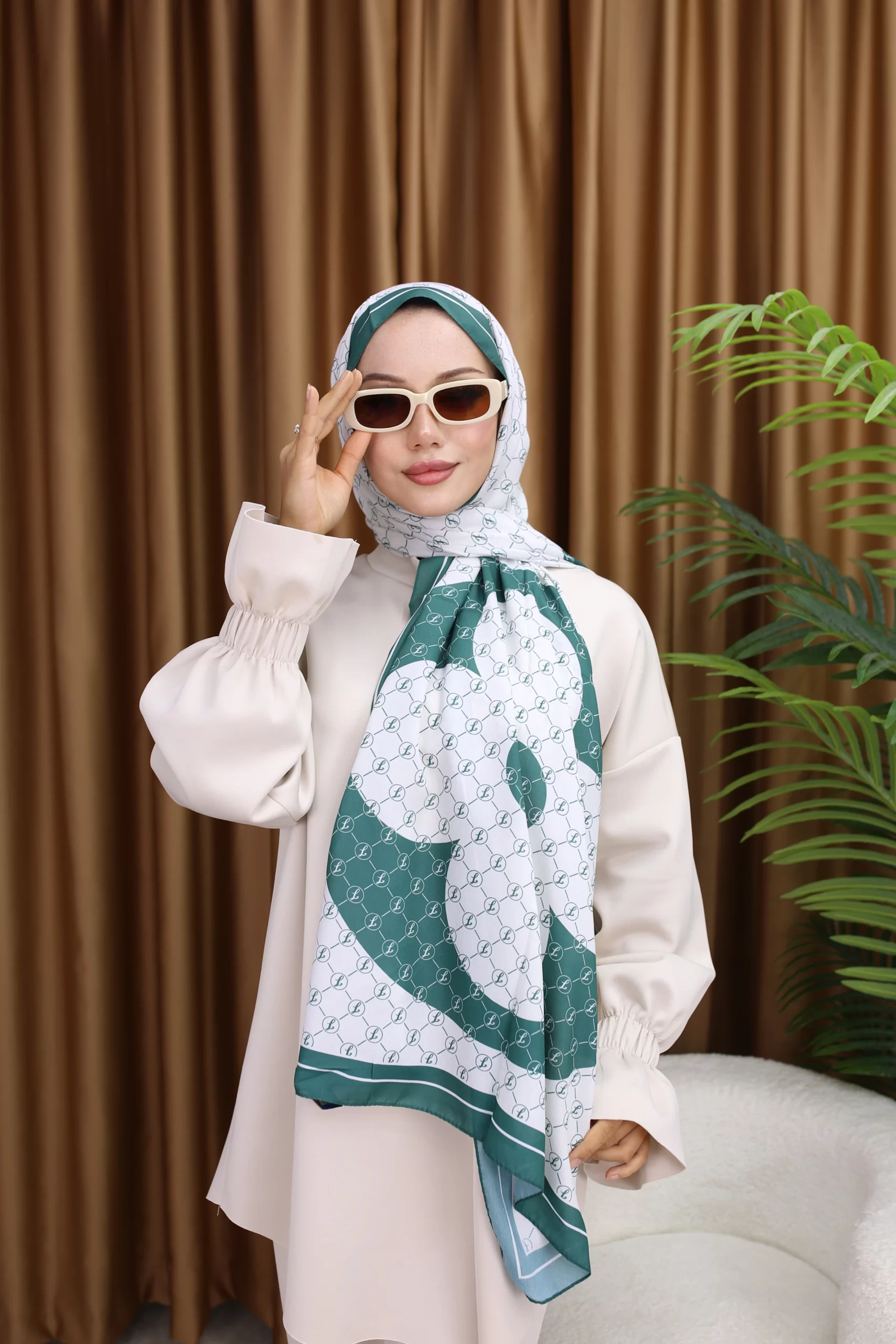 Premium Printed Chiffon - Forest Green