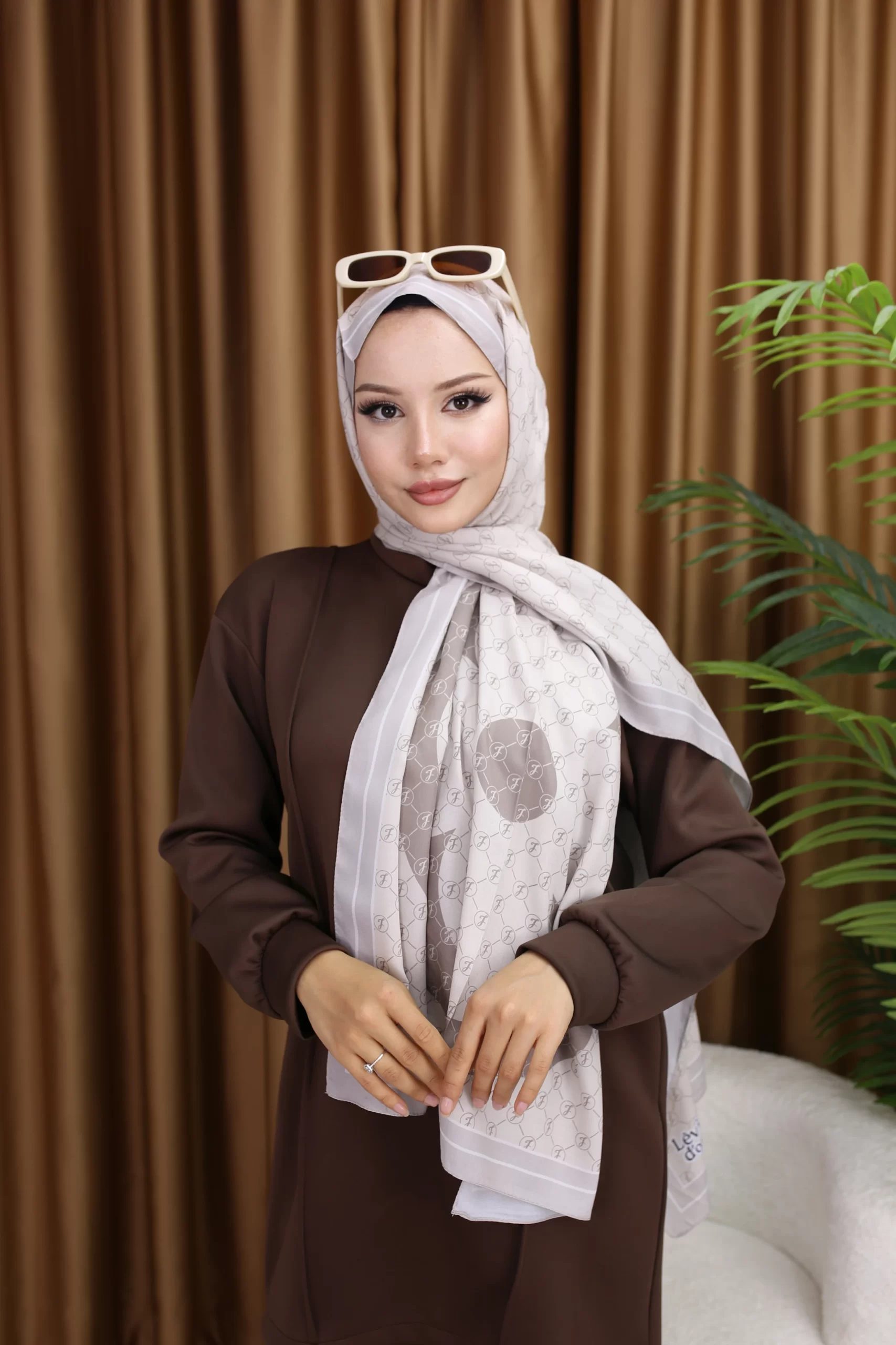 Premium Printed Chiffon - Dusty Mauve