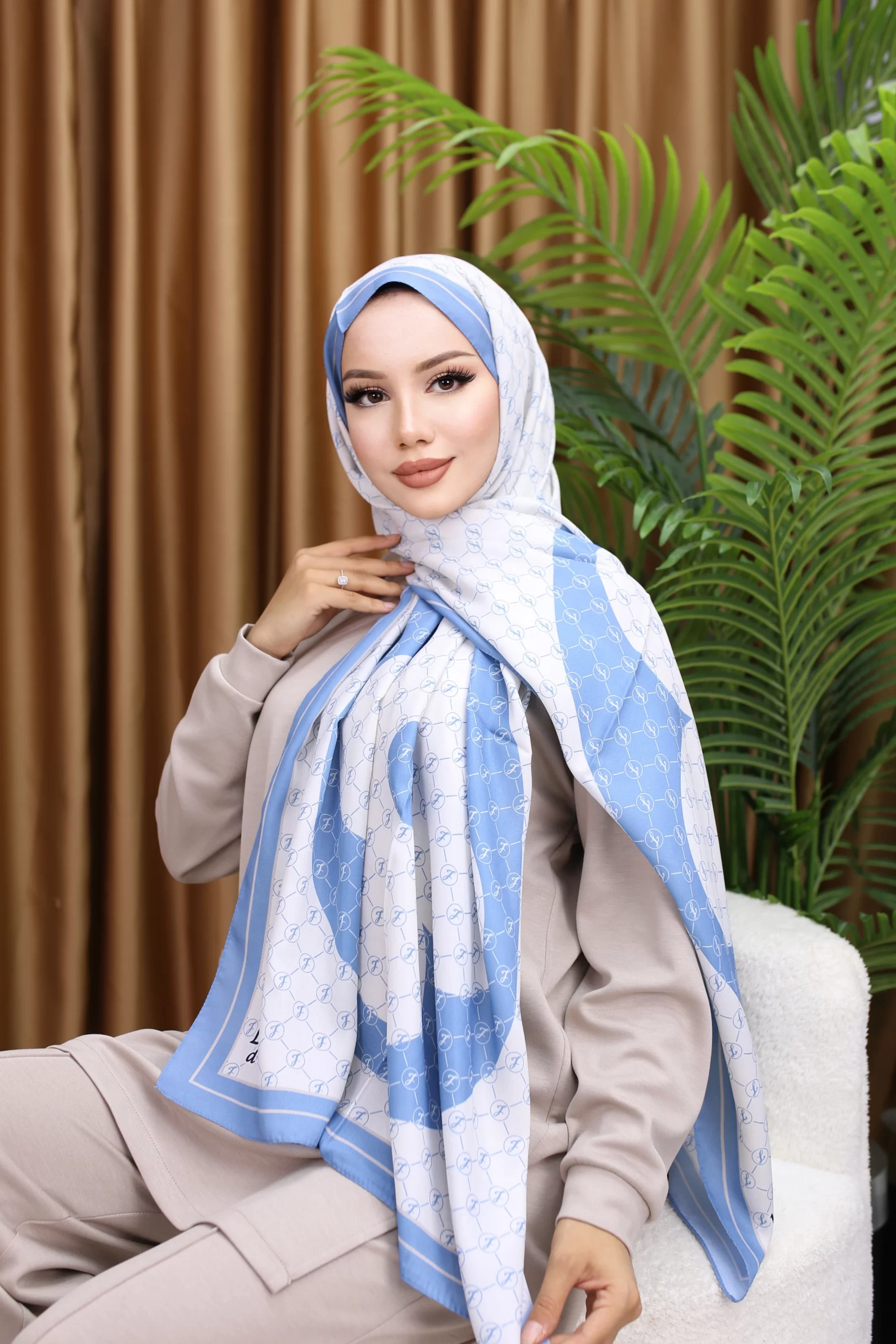 Premium Printed Chiffon - Sky Blue