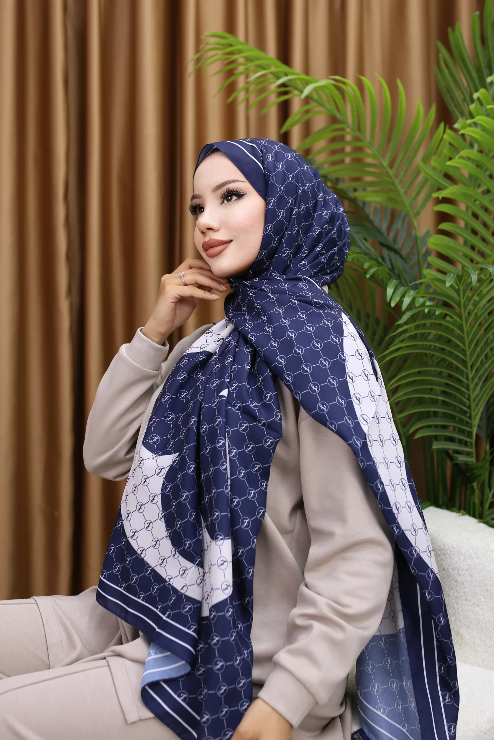 Premium Printed Chiffon - Levidor Blue