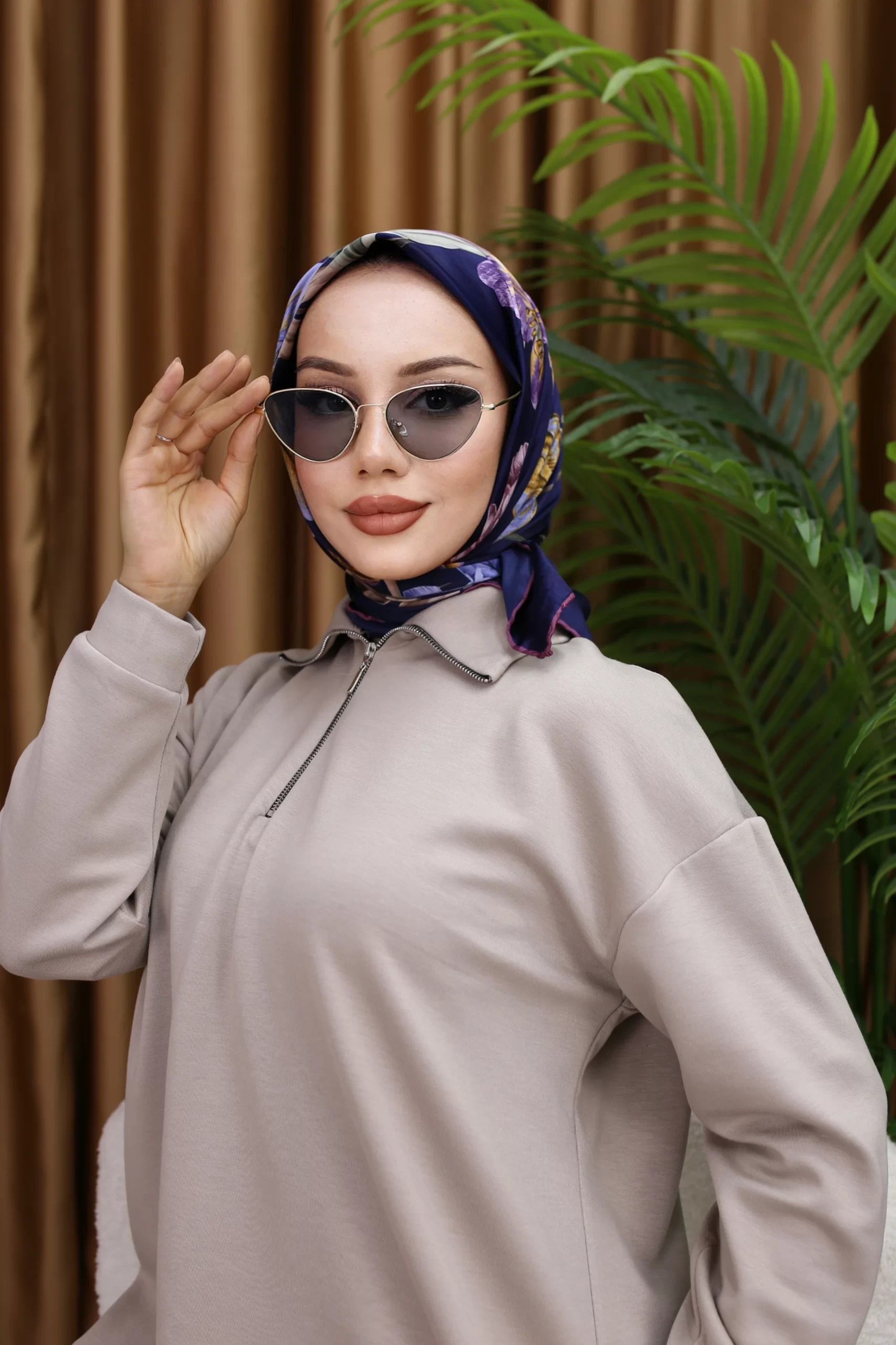 Silk Square Scarf - Navy Blue