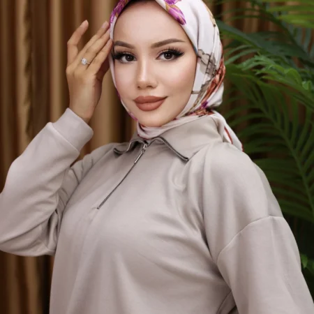 Silk Square Scarf - Beige