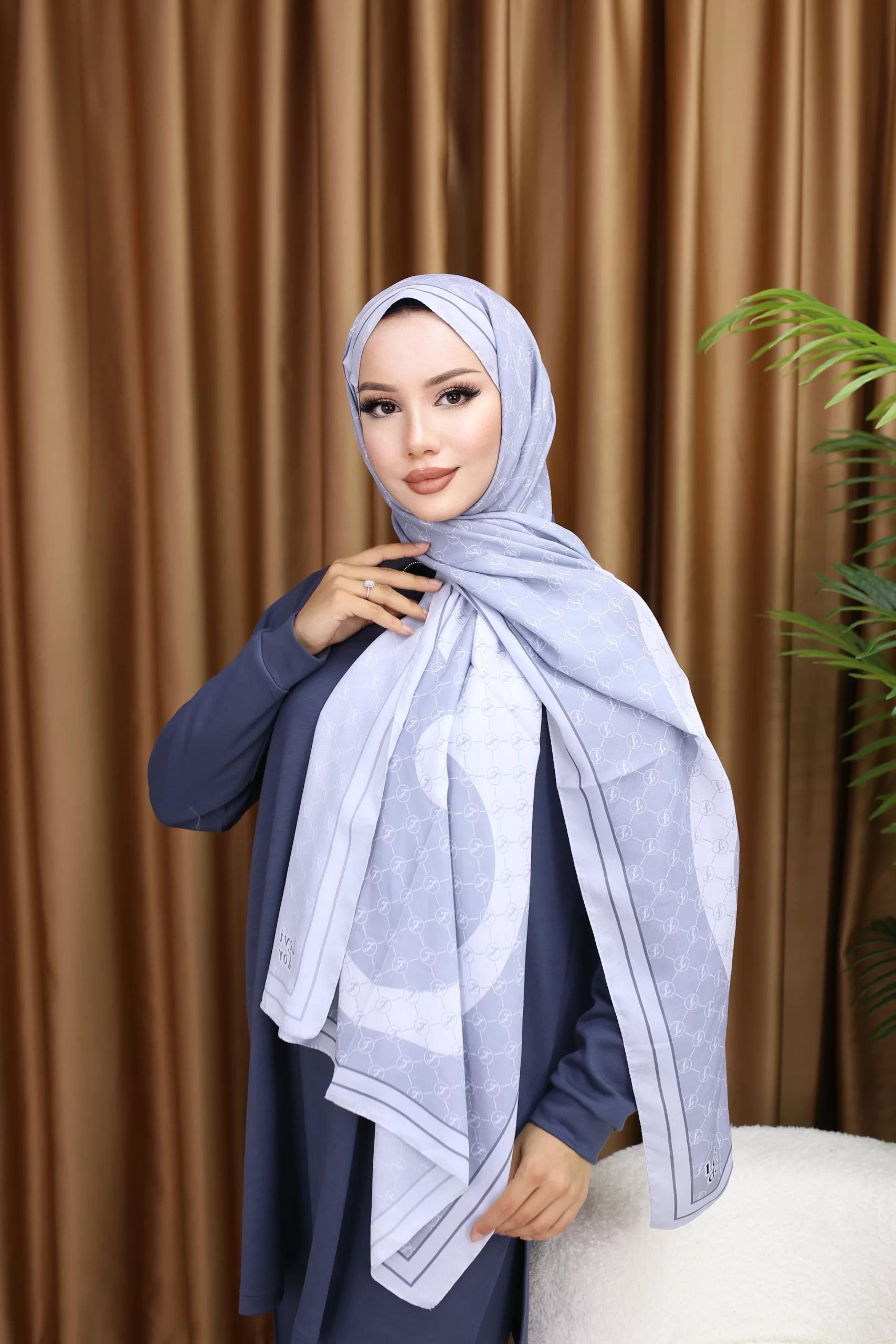 Premium Printed Chiffon - Nautical Blue